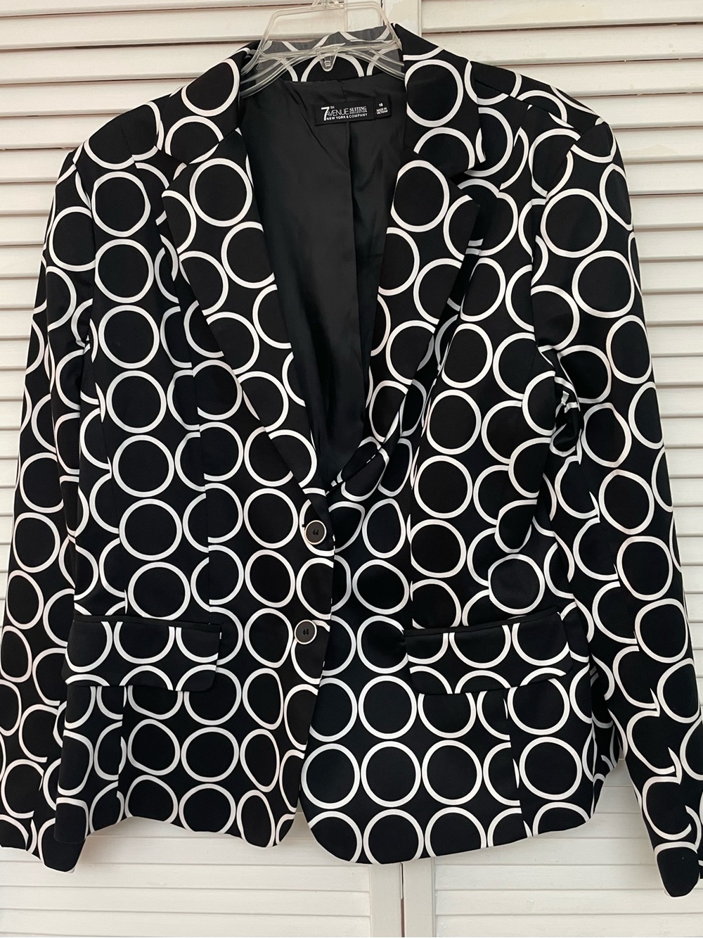New York & Company Black and White Circle-Print Blazer